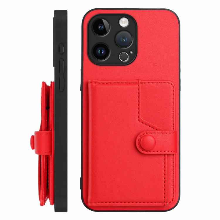 For iPhone 14 Pro Max Button Card Bag RFID Anti-theft Phone Case