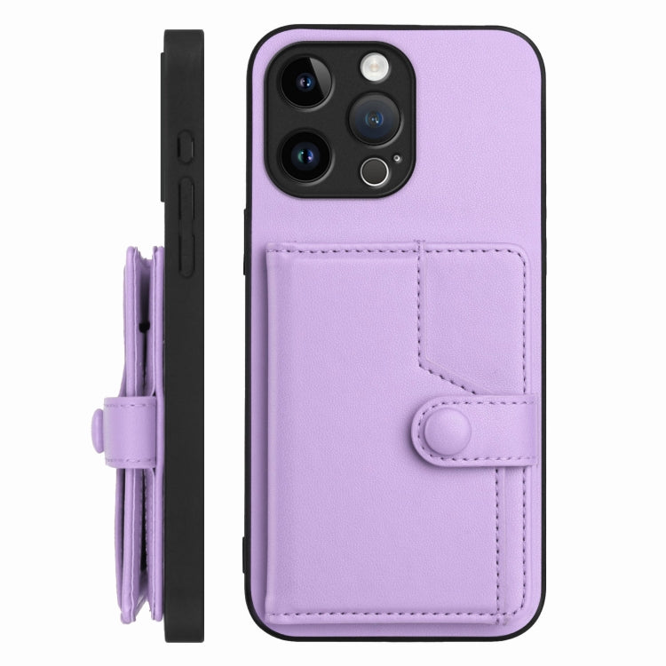 For iPhone 14 Pro Max Button Card Bag RFID Anti-theft Phone Case