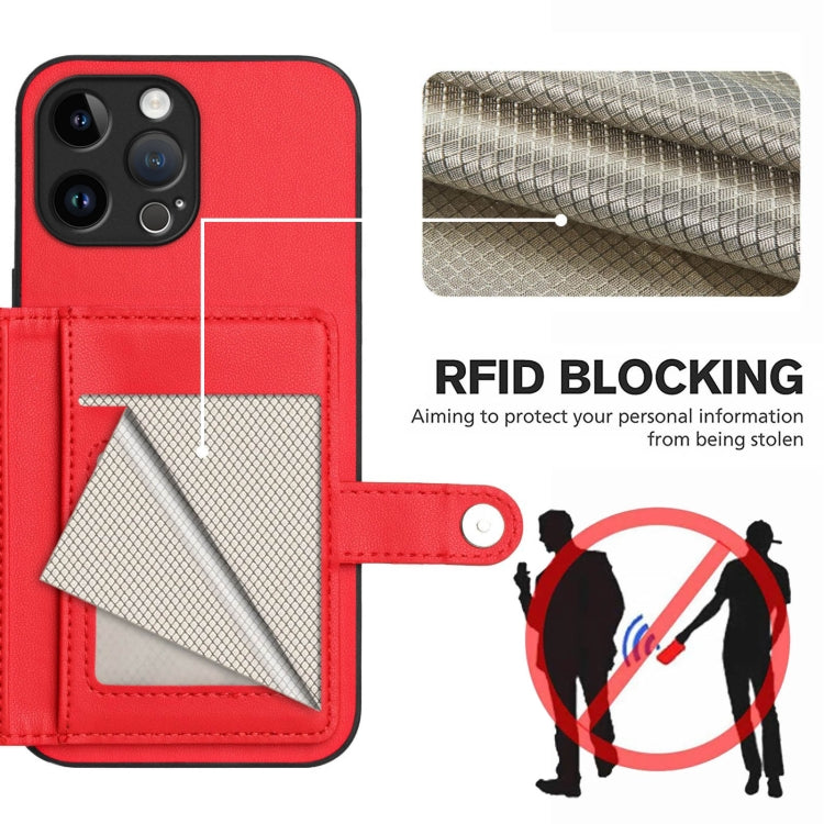 For iPhone 13 Pro Max Button Card Bag RFID Anti-theft Phone Case