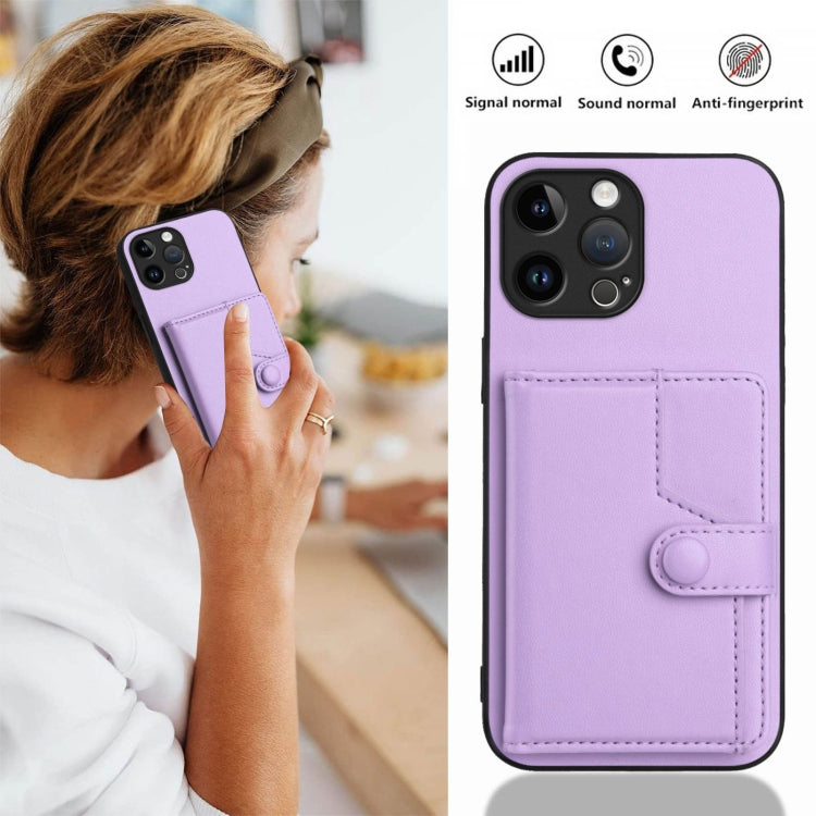 For iPhone 13 Pro Max Button Card Bag RFID Anti-theft Phone Case