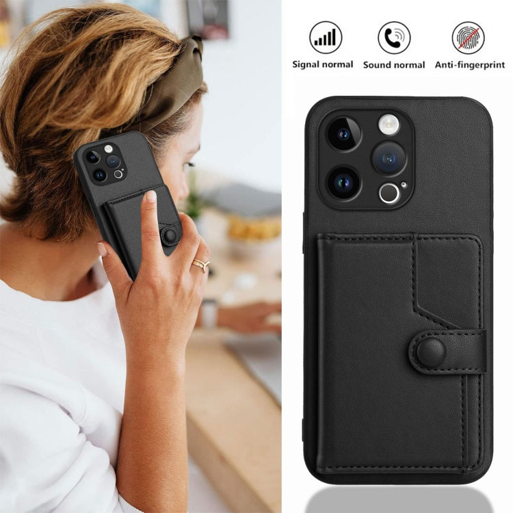 For iPhone 13 Pro Button Card Bag RFID Anti-theft Phone Case