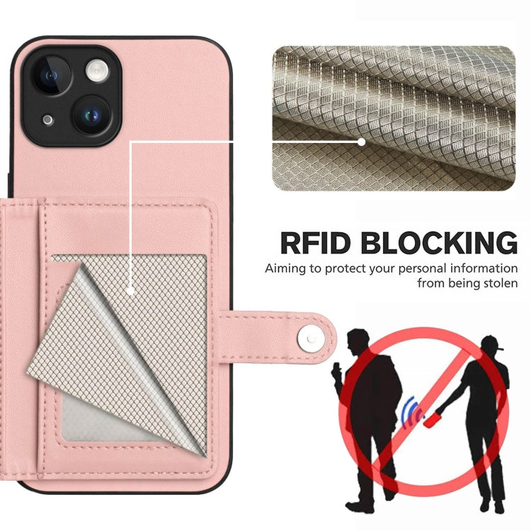 For iPhone 13 mini Button Card Bag RFID Anti-theft Phone Case