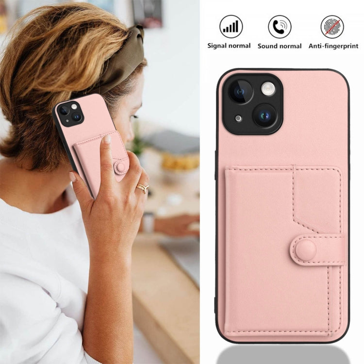 For iPhone 13 mini Button Card Bag RFID Anti-theft Phone Case