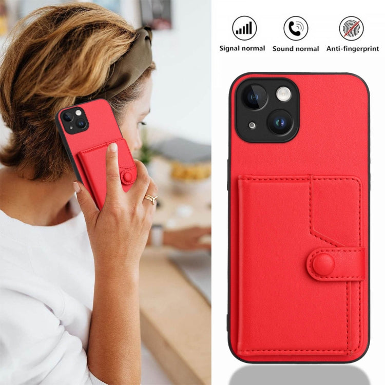 For iPhone 13 mini Button Card Bag RFID Anti-theft Phone Case