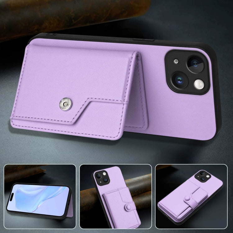 For iPhone 13 mini Button Card Bag RFID Anti-theft Phone Case
