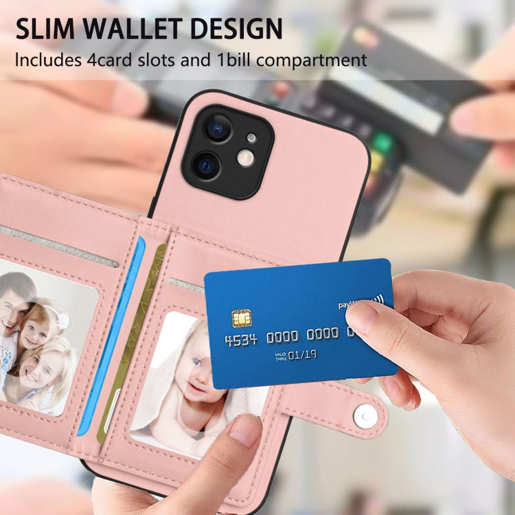 For iPhone 12 Button Card Bag RFID Anti-theft Phone Case
