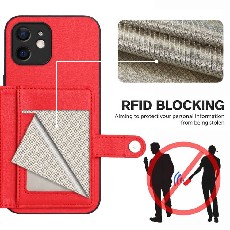 For iPhone 12 Button Card Bag RFID Anti-theft Phone Case
