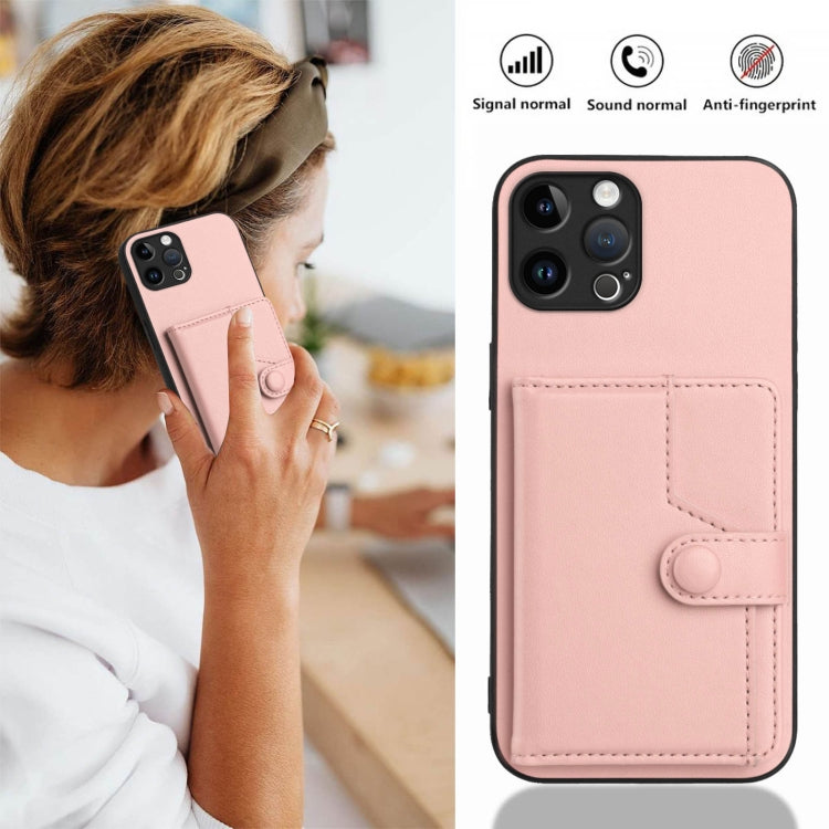 For iPhone 12 Pro Button Card Bag RFID Anti-theft Phone Case