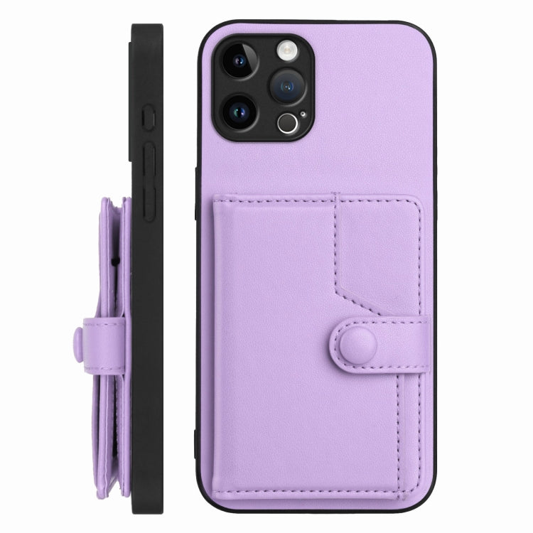 For iPhone 12 Pro Button Card Bag RFID Anti-theft Phone Case