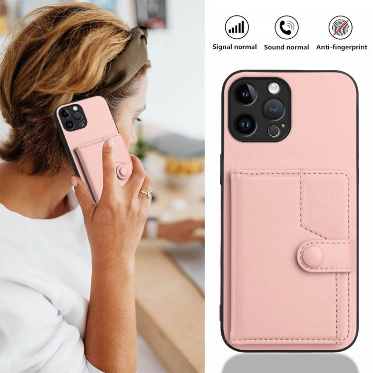 For iPhone 12 Pro Max Button Card Bag RFID Anti-theft Phone Case