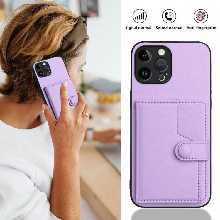 For iPhone 12 Pro Max Button Card Bag RFID Anti-theft Phone Case