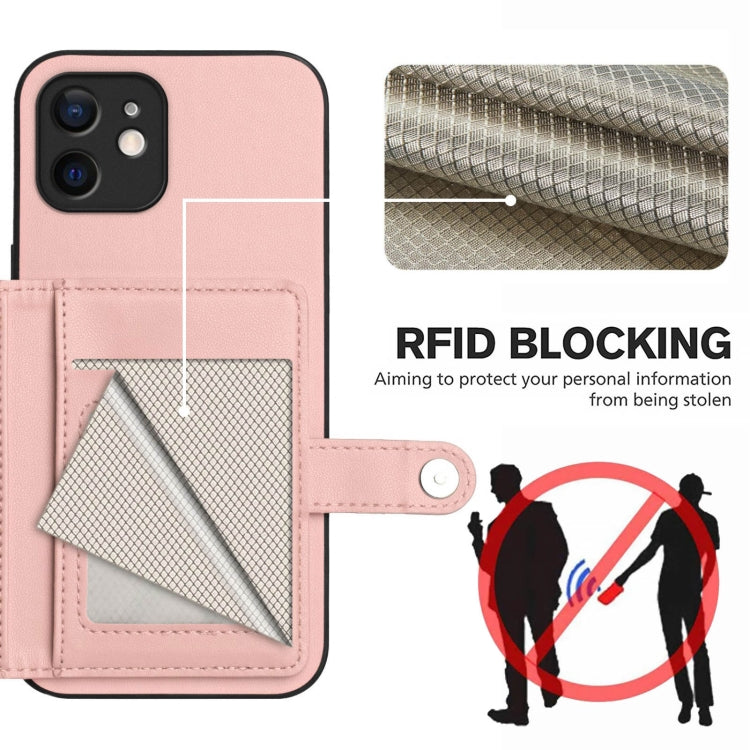 For iPhone 12 mini Button Card Bag RFID Anti-theft Phone Case