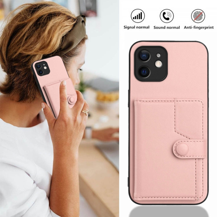 For iPhone 12 mini Button Card Bag RFID Anti-theft Phone Case