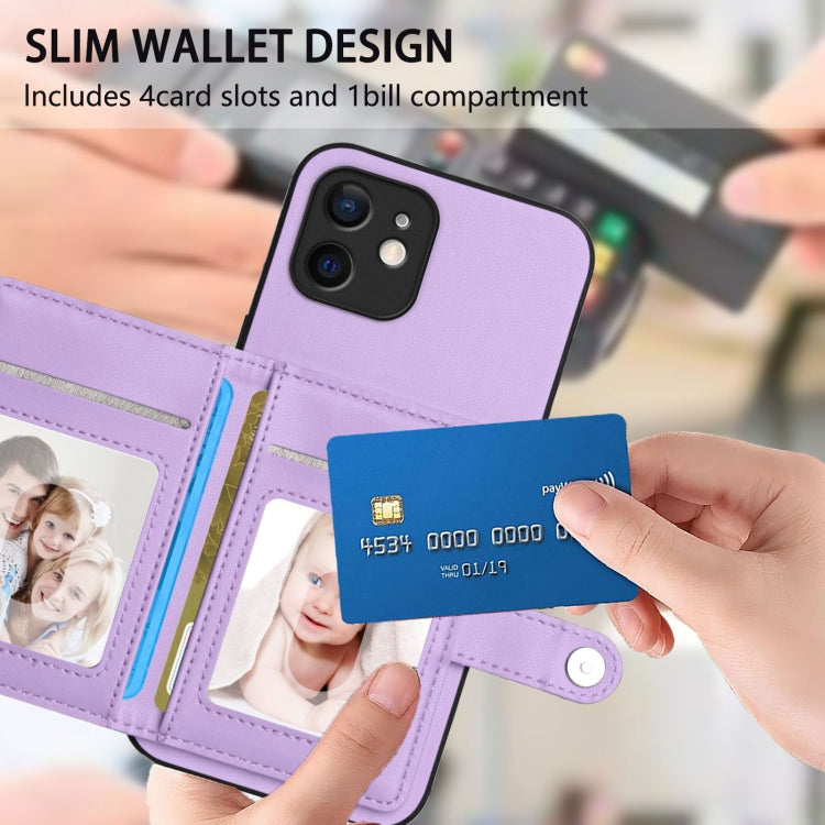 For iPhone 12 mini Button Card Bag RFID Anti-theft Phone Case