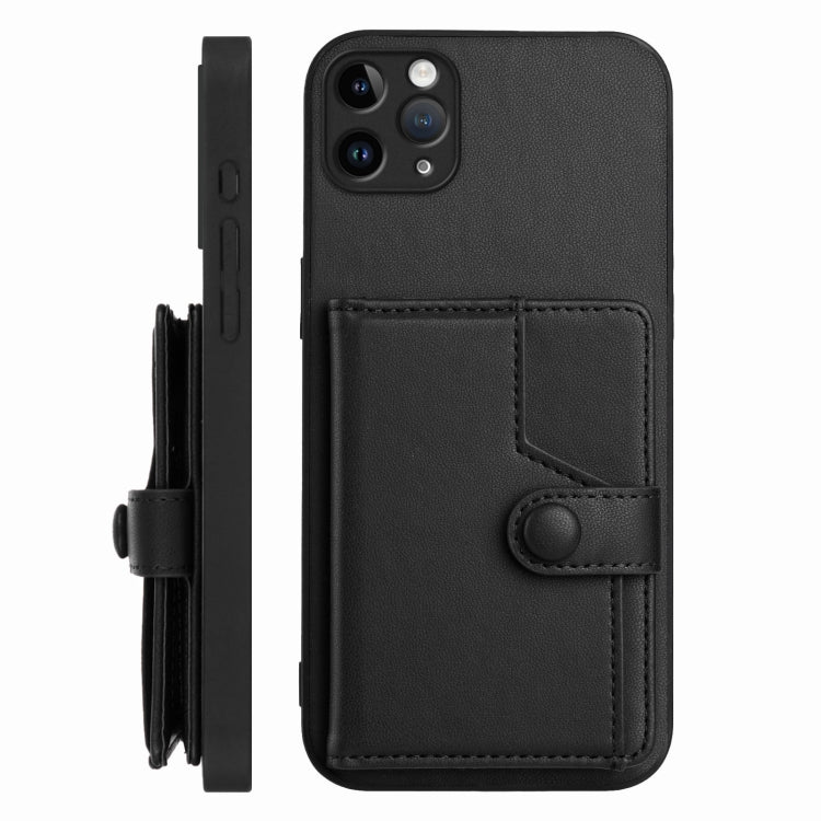 For iPhone 11 Pro Max Button Card Bag RFID Anti-theft Phone Case
