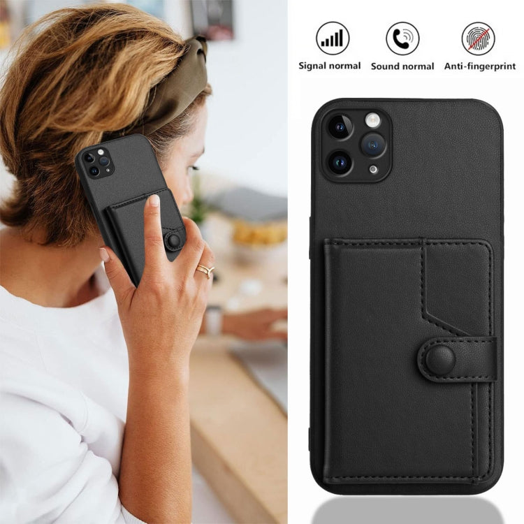 For iPhone 11 Pro Max Button Card Bag RFID Anti-theft Phone Case