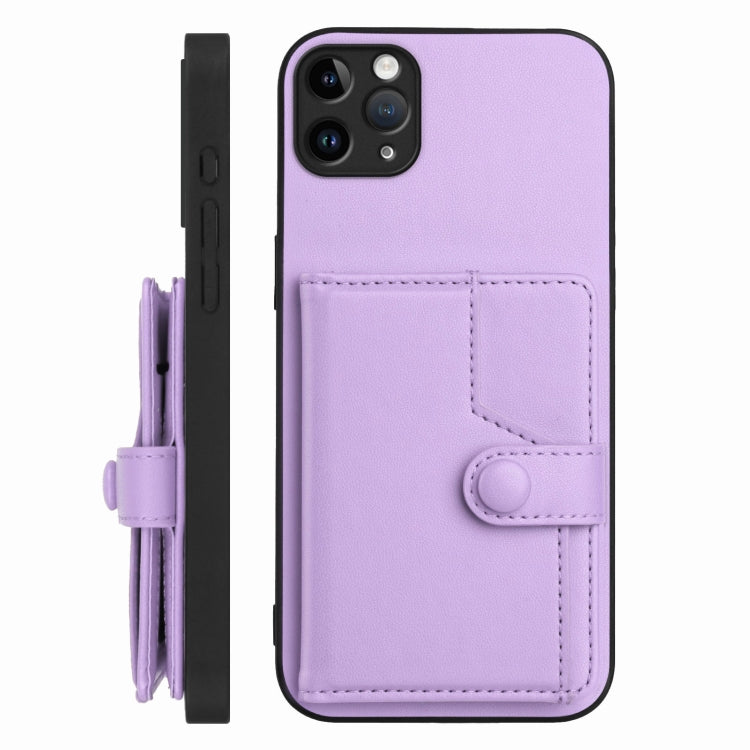 For iPhone 11 Pro Max Button Card Bag RFID Anti-theft Phone Case