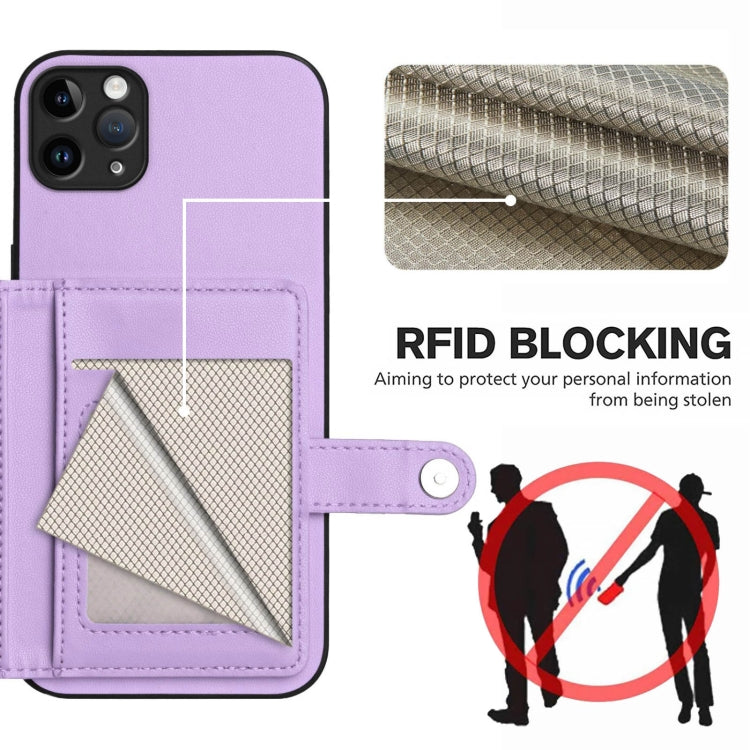 For iPhone 11 Pro Max Button Card Bag RFID Anti-theft Phone Case