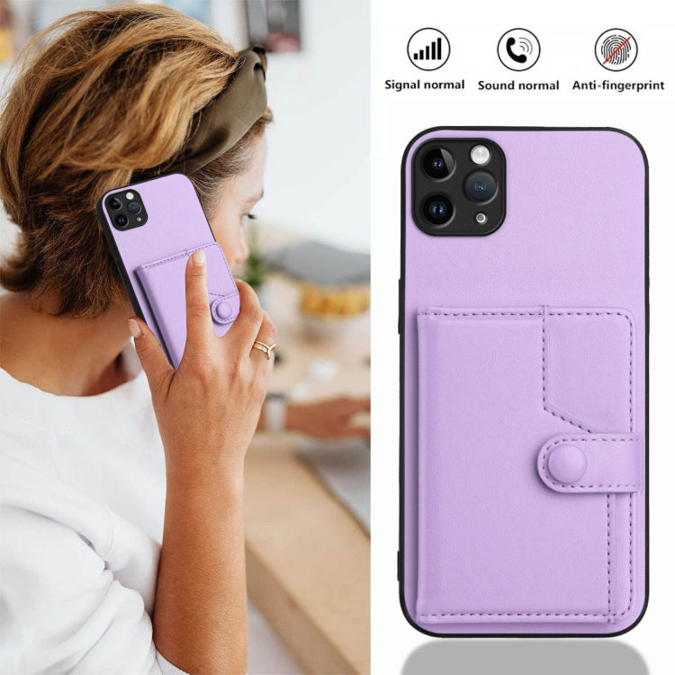 For iPhone 11 Pro Max Button Card Bag RFID Anti-theft Phone Case
