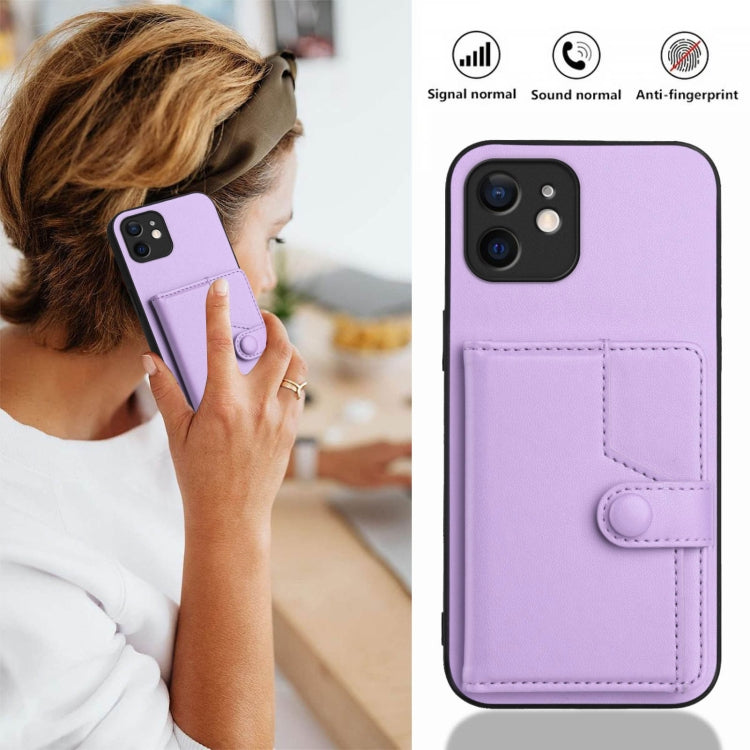For iPhone 11 Button Card Bag RFID Anti-theft Phone Case
