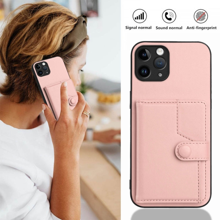 For iPhone 11 Pro Button Card Bag RFID Anti-theft Phone Case