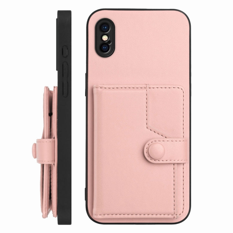 For iPhone XS / X Button Card Bag RFID Anti-theft Phone Case