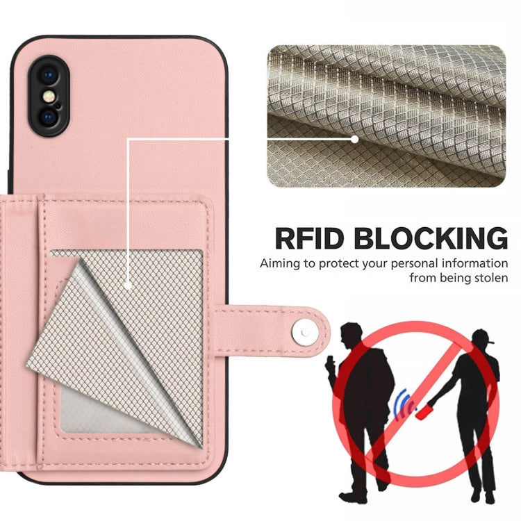 For iPhone XS / X Button Card Bag RFID Anti-theft Phone Case