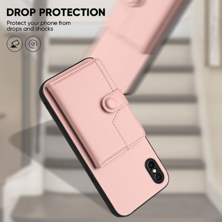 For iPhone XS / X Button Card Bag RFID Anti-theft Phone Case