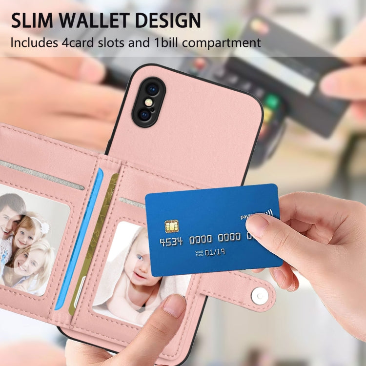 For iPhone XS / X Button Card Bag RFID Anti-theft Phone Case