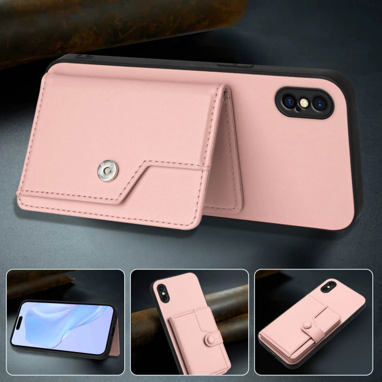 For iPhone XS / X Button Card Bag RFID Anti-theft Phone Case