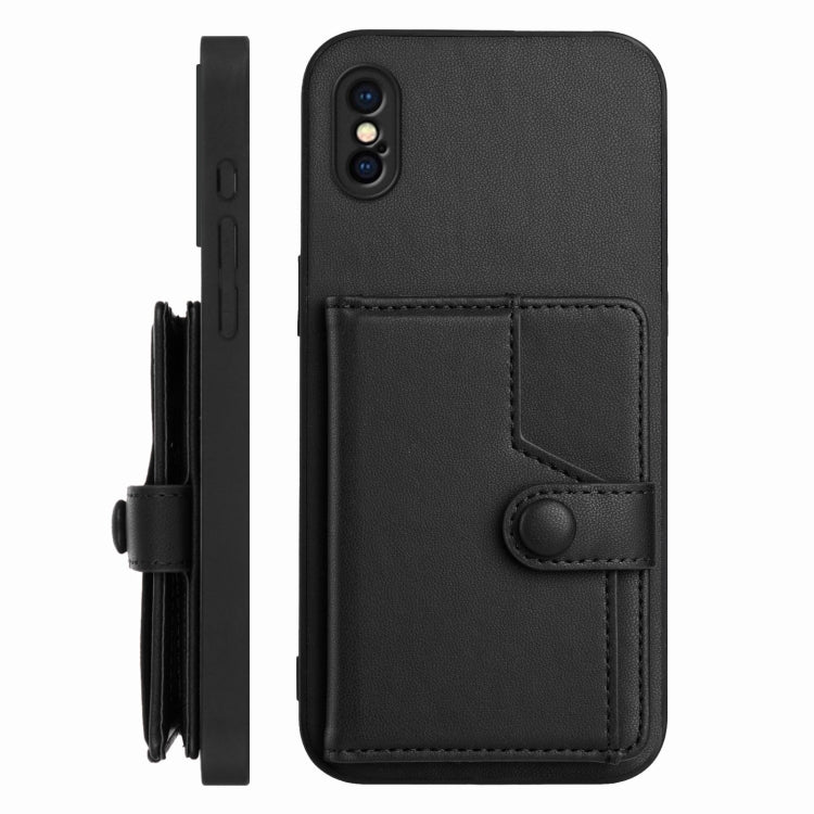 For iPhone XS / X Button Card Bag RFID Anti-theft Phone Case