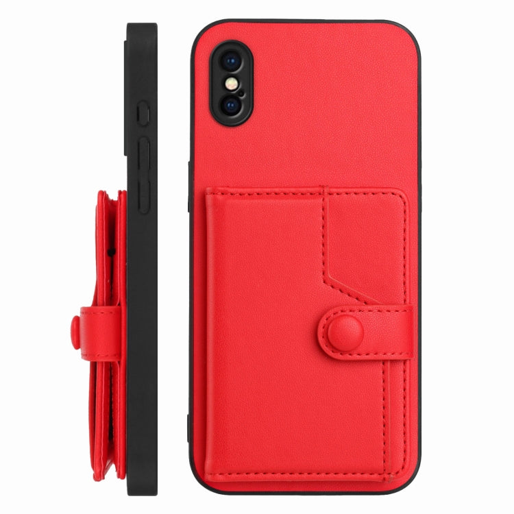 For iPhone XS / X Button Card Bag RFID Anti-theft Phone Case