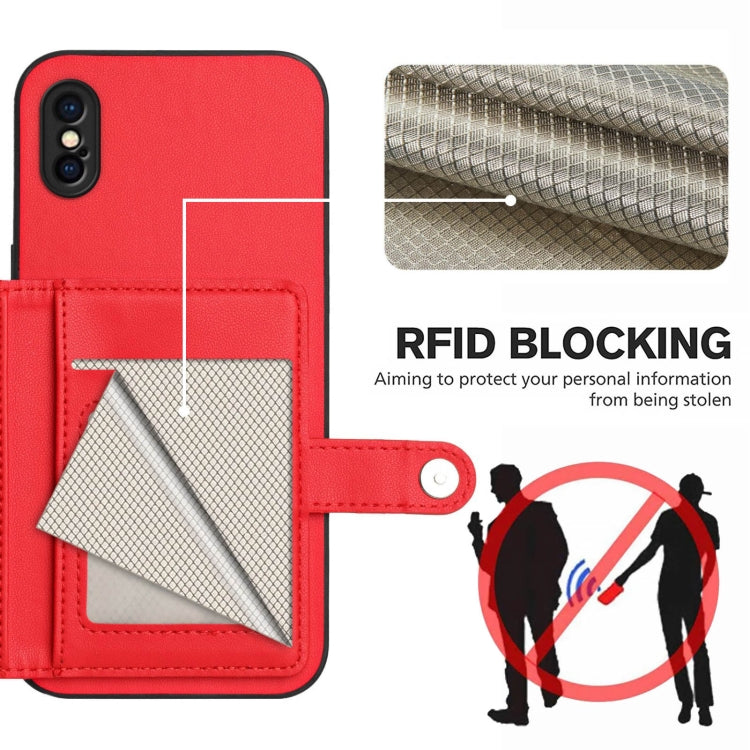 For iPhone XS / X Button Card Bag RFID Anti-theft Phone Case