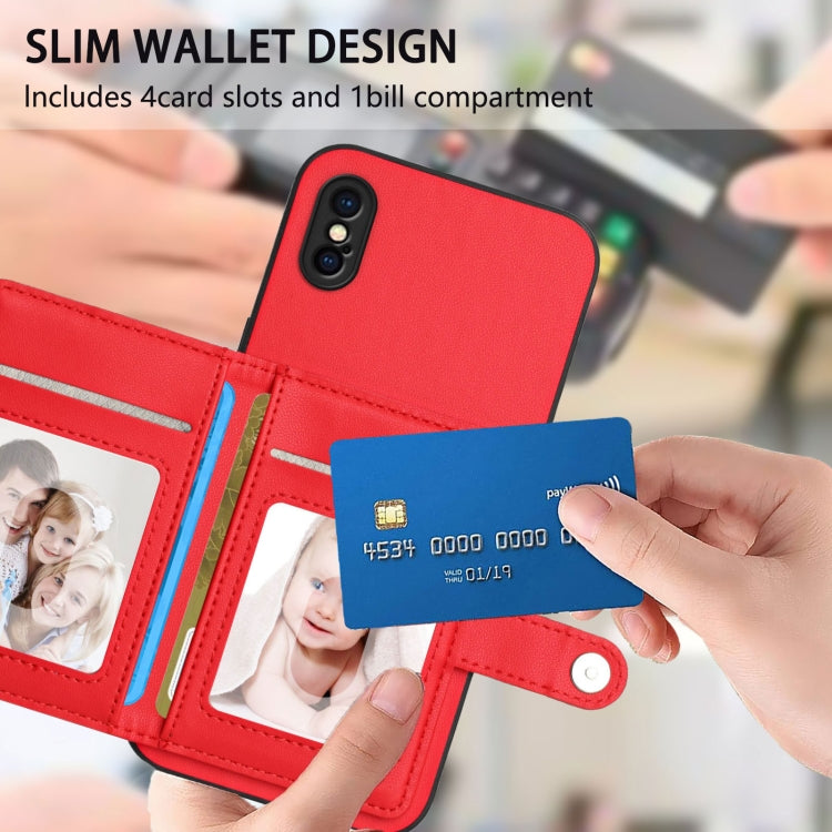 For iPhone XS / X Button Card Bag RFID Anti-theft Phone Case