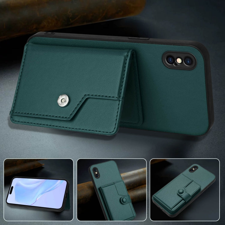 For iPhone XS / X Button Card Bag RFID Anti-theft Phone Case