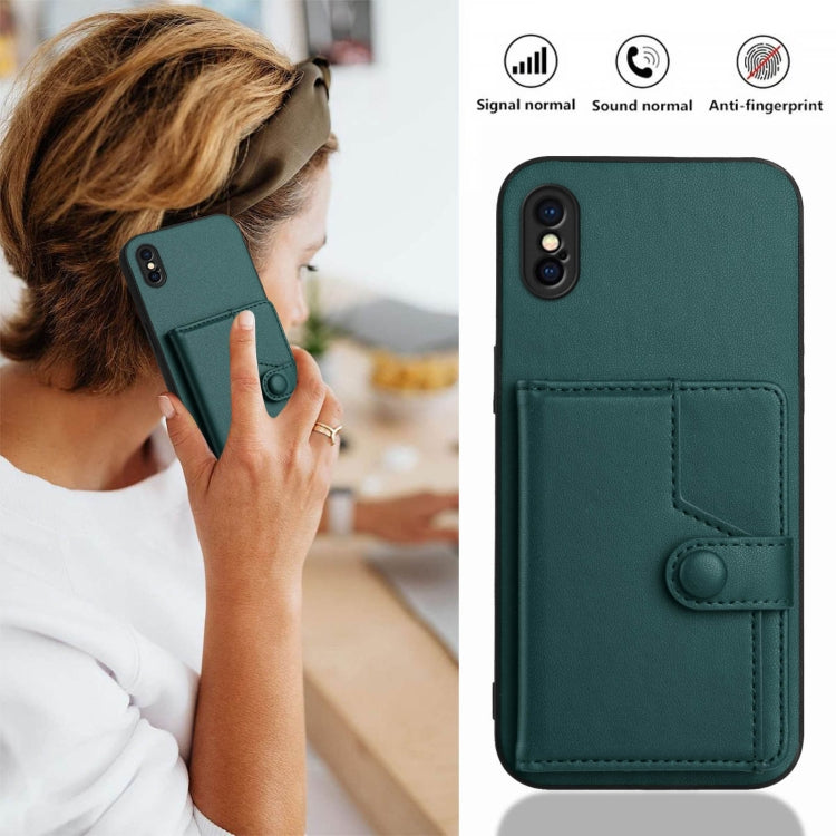 For iPhone XS / X Button Card Bag RFID Anti-theft Phone Case