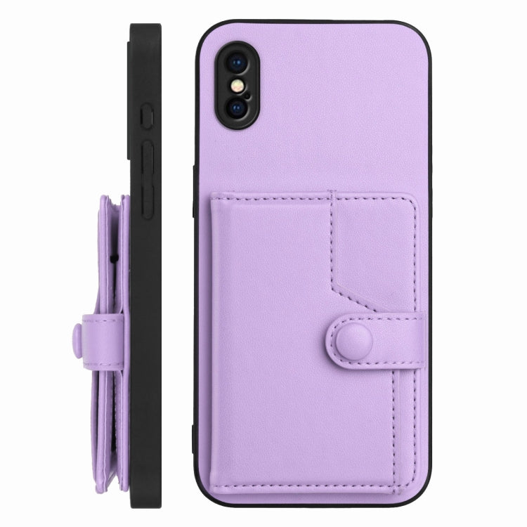 For iPhone XS / X Button Card Bag RFID Anti-theft Phone Case