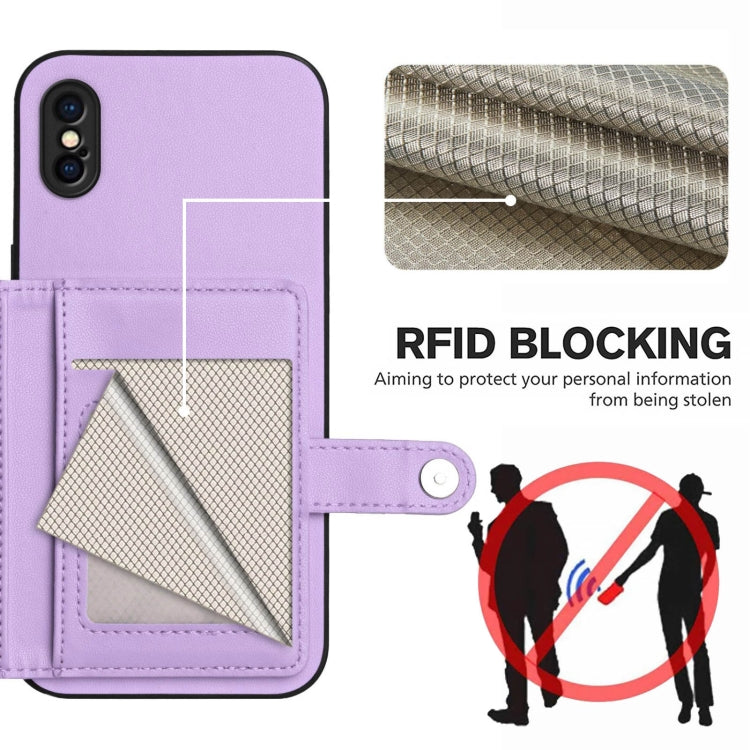 For iPhone XS / X Button Card Bag RFID Anti-theft Phone Case