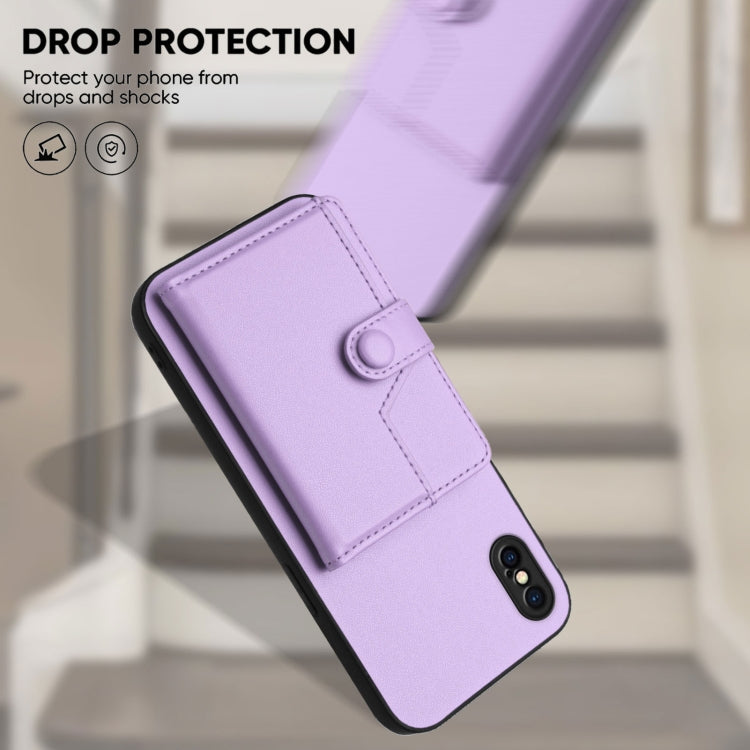 For iPhone XS / X Button Card Bag RFID Anti-theft Phone Case