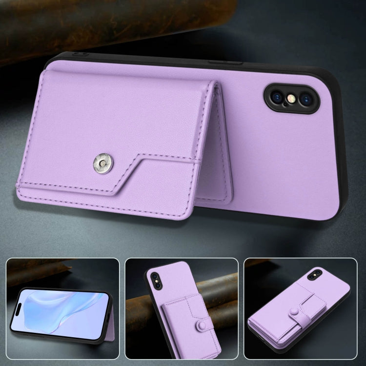 For iPhone XS / X Button Card Bag RFID Anti-theft Phone Case
