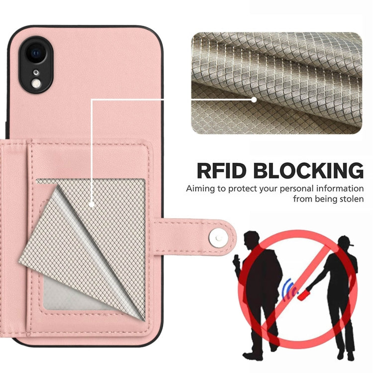 For iPhone XR Button Card Bag RFID Anti-theft Phone Case