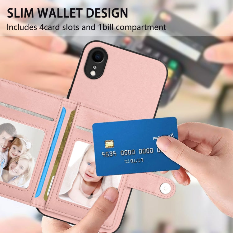 For iPhone XR Button Card Bag RFID Anti-theft Phone Case