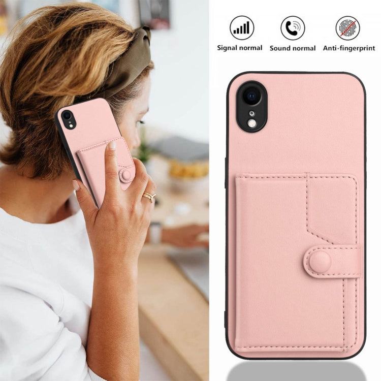 For iPhone XR Button Card Bag RFID Anti-theft Phone Case