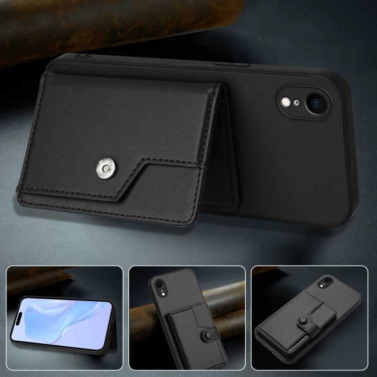 For iPhone XR Button Card Bag RFID Anti-theft Phone Case