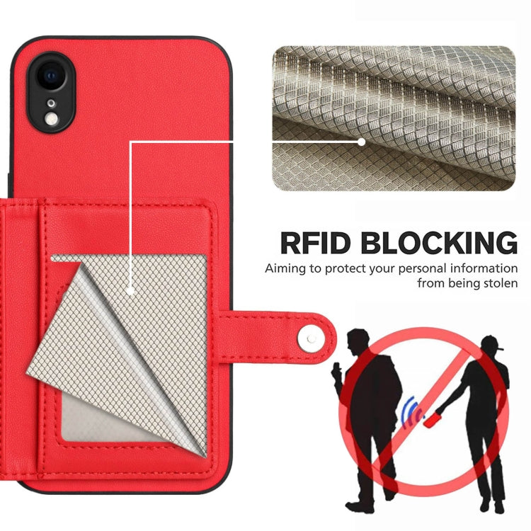 For iPhone XR Button Card Bag RFID Anti-theft Phone Case