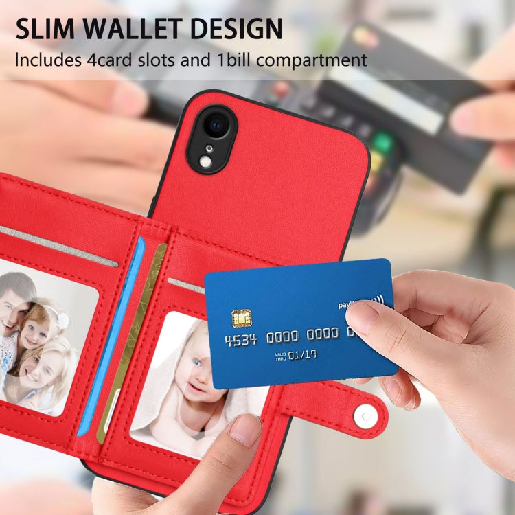 For iPhone XR Button Card Bag RFID Anti-theft Phone Case