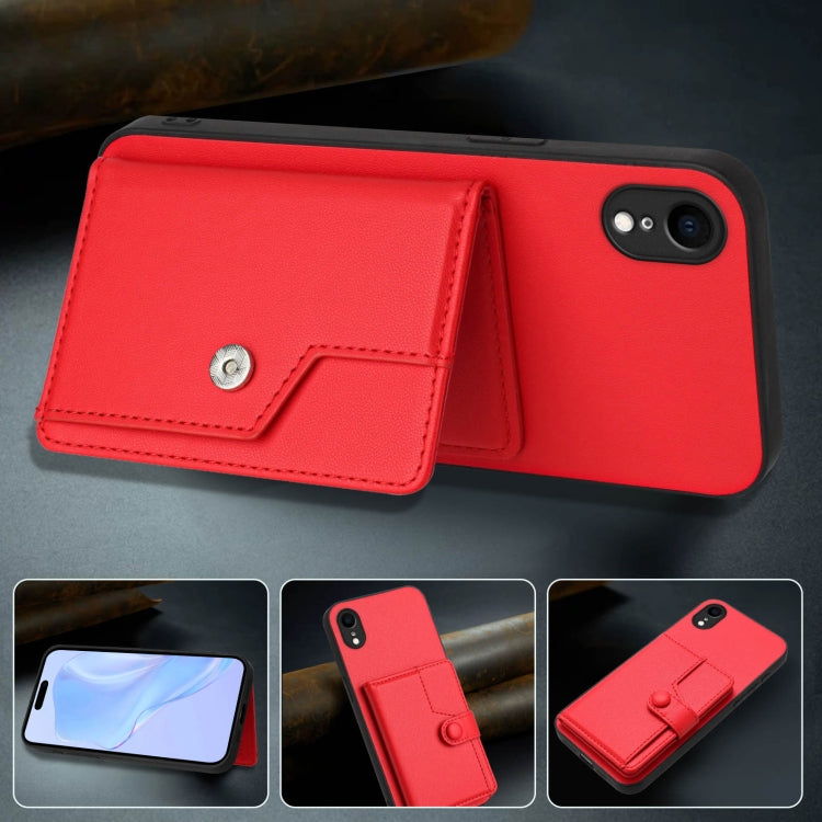 For iPhone XR Button Card Bag RFID Anti-theft Phone Case