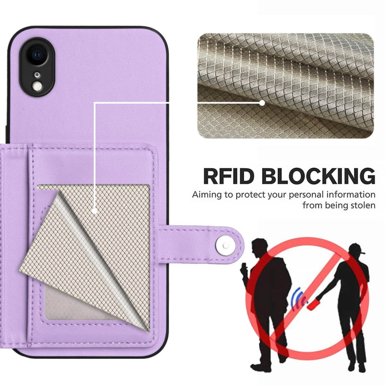 For iPhone XR Button Card Bag RFID Anti-theft Phone Case