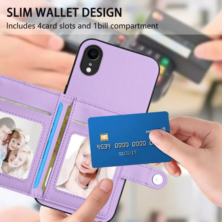 For iPhone XR Button Card Bag RFID Anti-theft Phone Case
