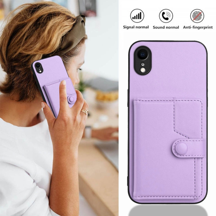 For iPhone XR Button Card Bag RFID Anti-theft Phone Case